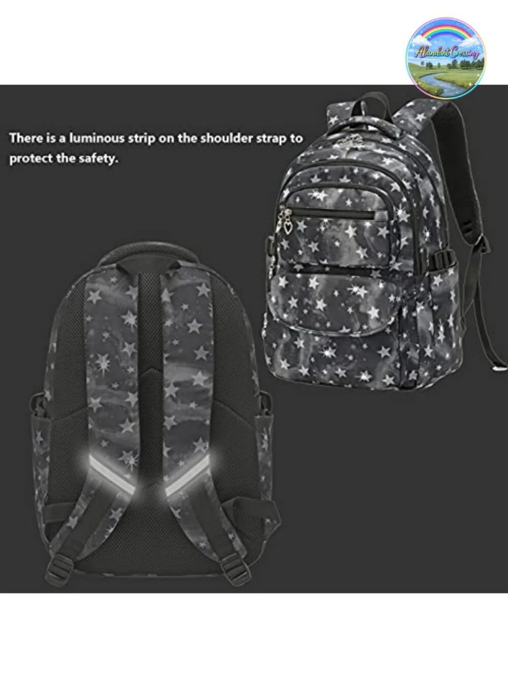 Kids Star Print Backpack with Lunch Bag and Pencil Case 3-Piece Set School